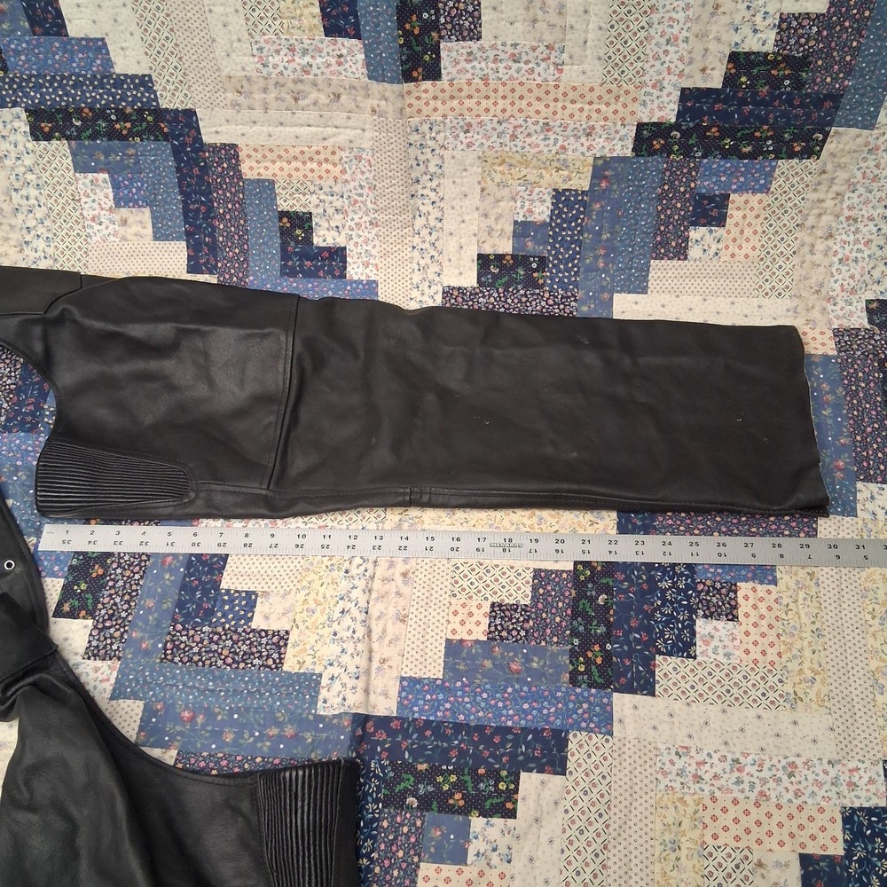 Interstate Leather Black Motorcycle Chaps Size 2XL Adjustable Waist - Picture 7 of 10
